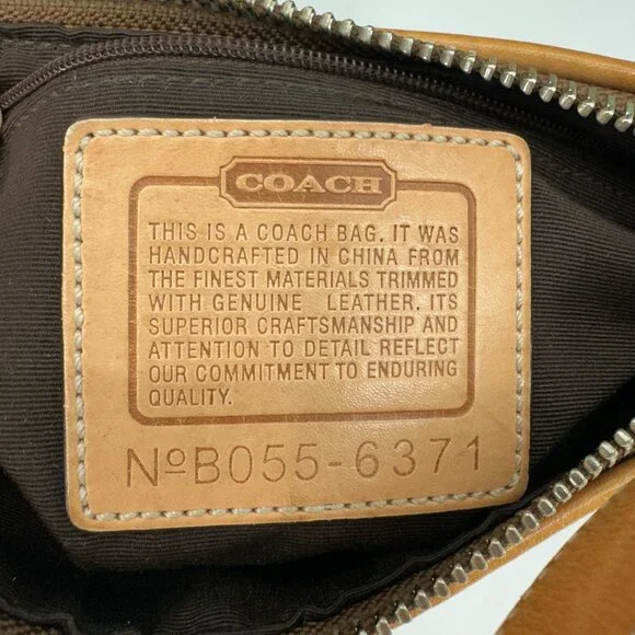 COACH Purse Vintage Tan Monogram Petite East West Demi Baguette Shoulder Bag - Picture 12 of 15